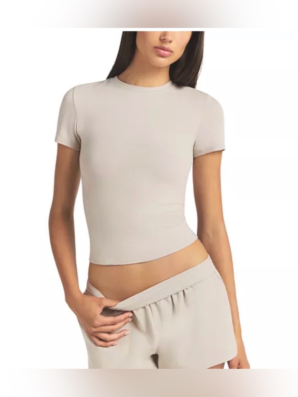 SKIMS COTTON JERSEY T-SHIRT STYLE: AP-TSH-0638 COLOR: STONE SIZE: S